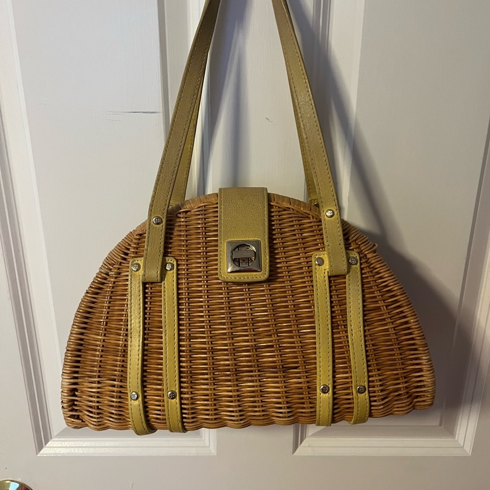 Kate Spade Elegant Vintage Tan Woven Handbag